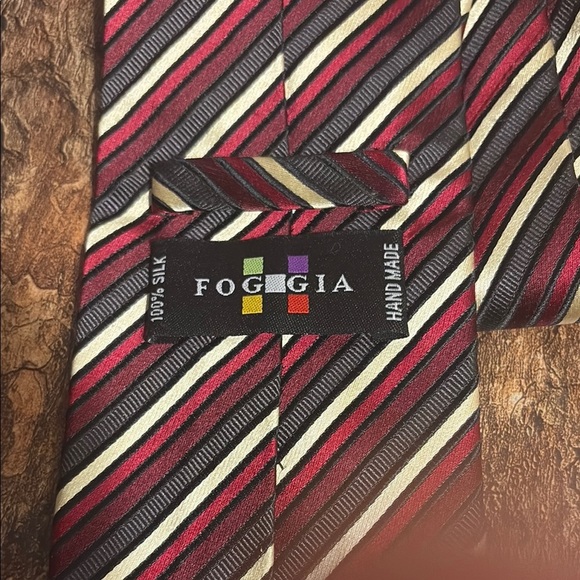 Foggia Striped Red and Black Men's Tie - Picture 2 of 2